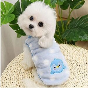 Blue Cloud Penguin Plush Pet Vest Fleece Dog Sweater Size XL Animal Clothes